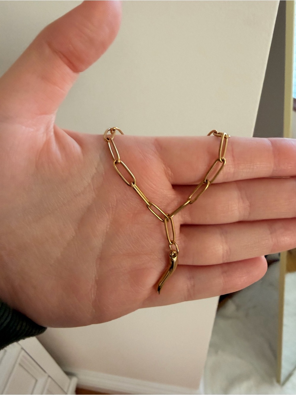 Gold-Tone Link Bracelet with Horn Charm